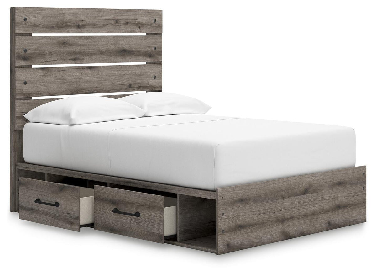 Graystorm Full Panel Storage Bed in Brown Gray, open view