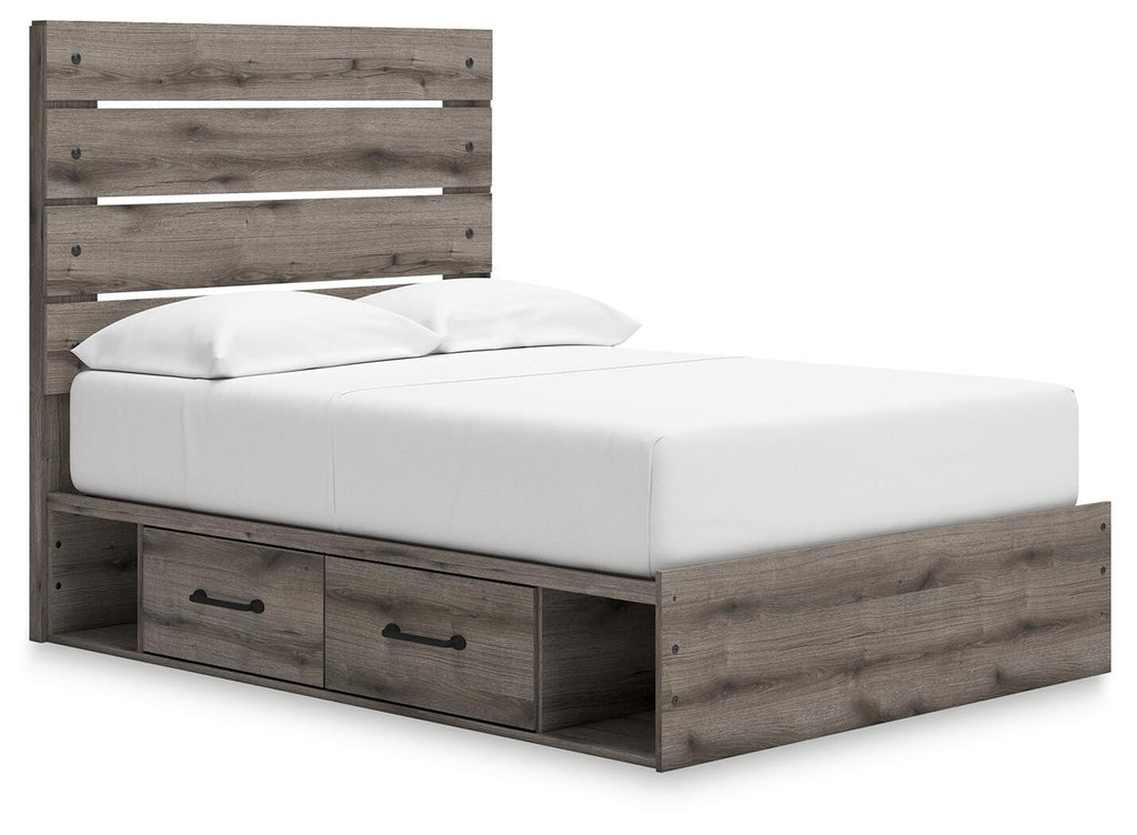 Graystorm Full Panel Storage Bed in Brown Gray, angle view