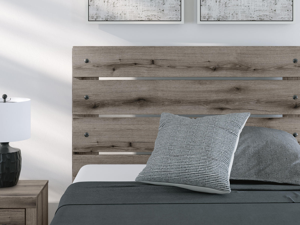 Graystorm Full Panel Storage Bed in Brown Gray, detail view