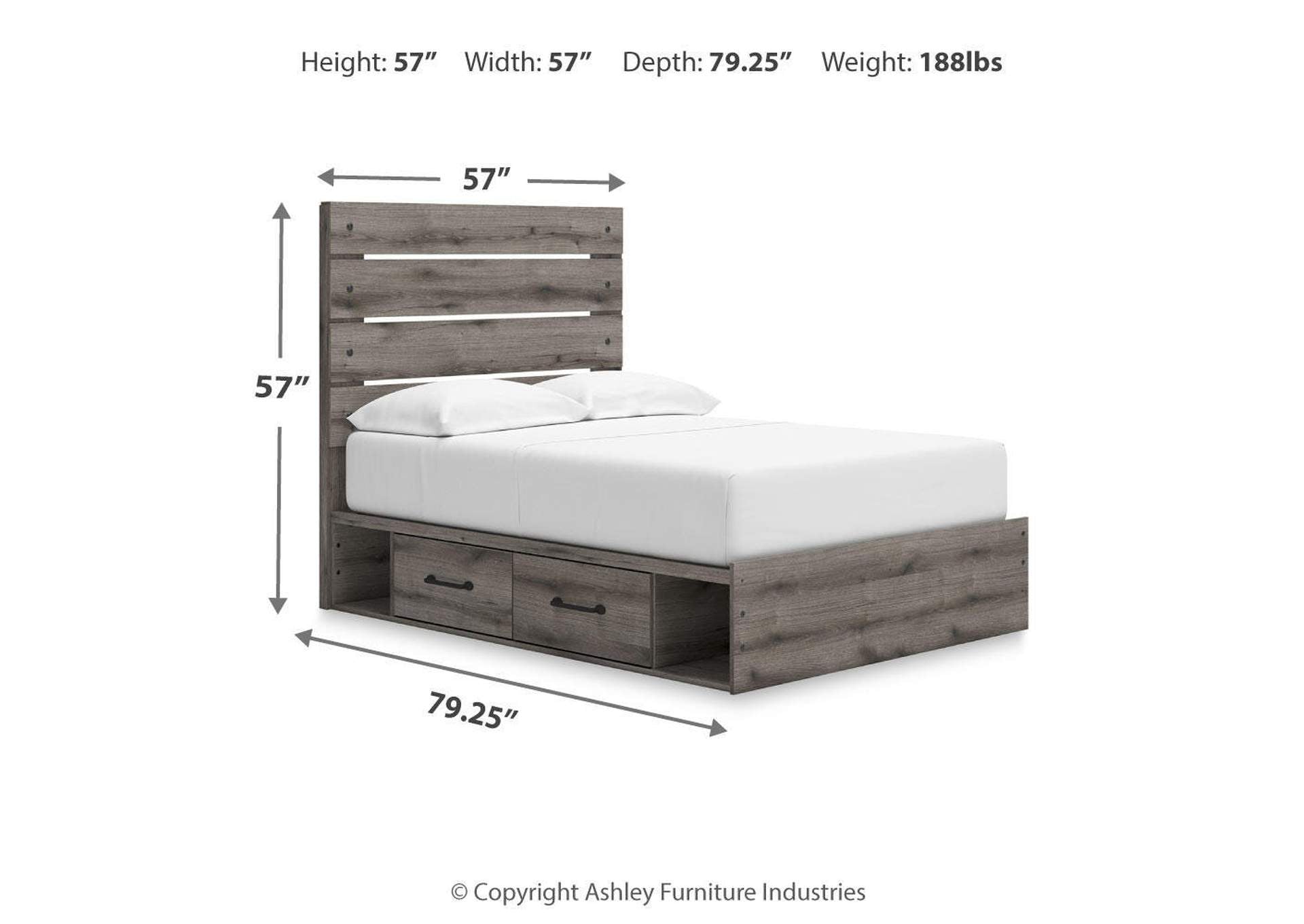 Urbanoore Full Panel Storage Bed, Dresser, Mirror, Chest and 2 Nightstands dimensions
