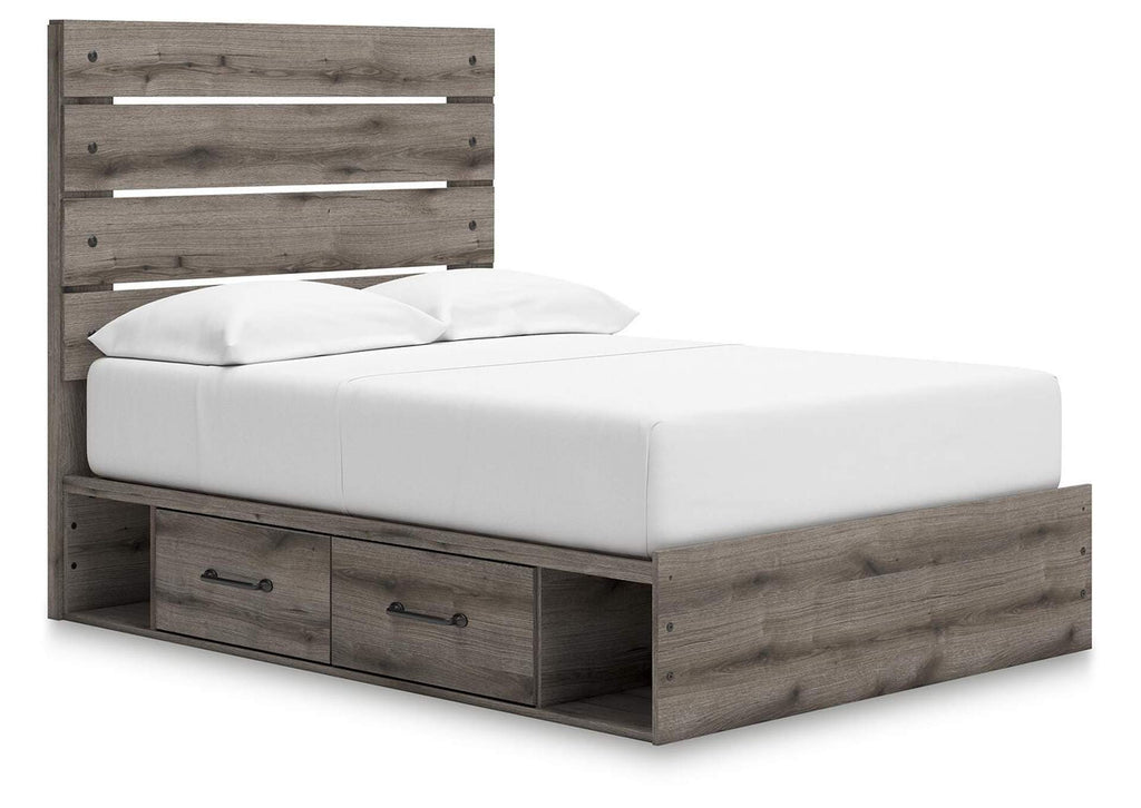 Urbanoore Full Panel Bed with Storage, Dresser, Mirror and 2 Nightstands angled view