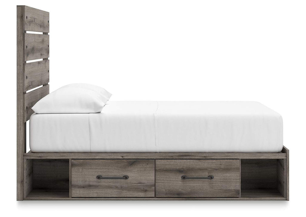 Urbanoore Full Panel Bed with Storage, Dresser, Mirror and Nightstand side view
