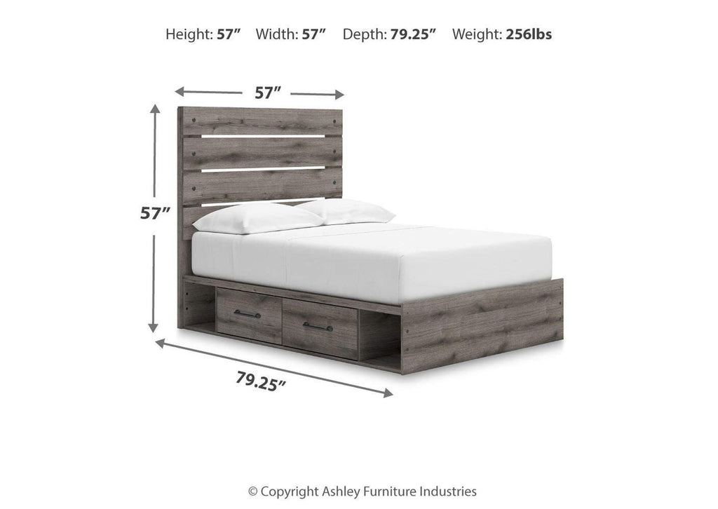 Urbanoore Full Panel Bed with Storage, Dresser and Nightstand dimensions