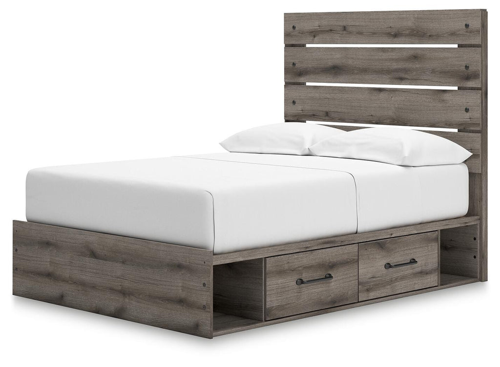 Graystorm Full Panel Bed with Storage in Brown Gray, angle view