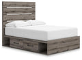 Graystorm Full Panel Bed with Storage in Brown Gray, angle view