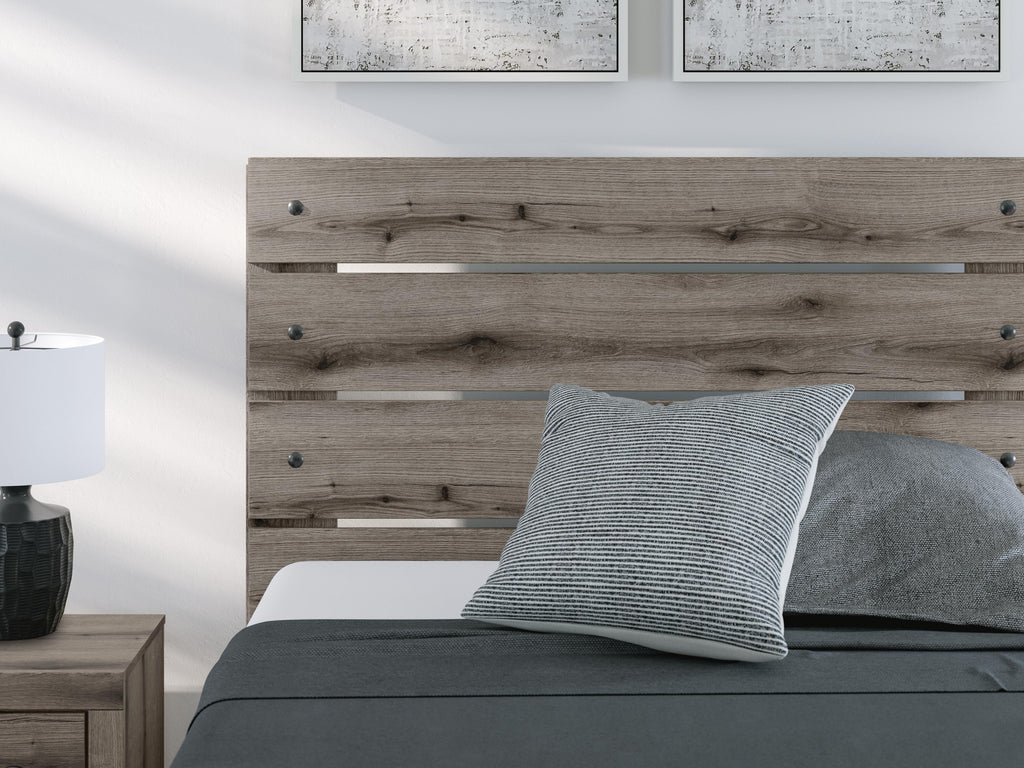 Graystorm Full Panel Bed with Storage in Brown Gray, detail view