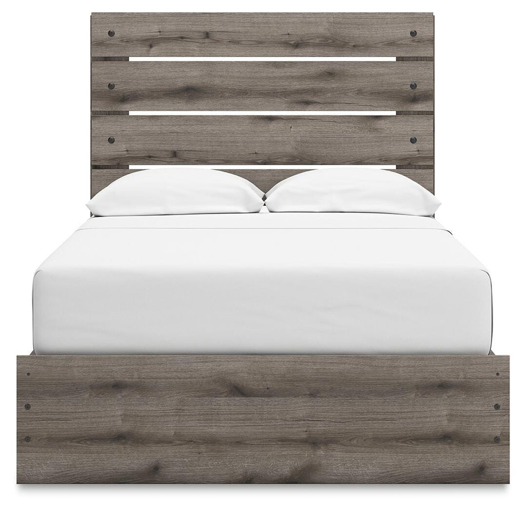 Graystorm Full Panel Bed with Storage in Brown Gray, front view