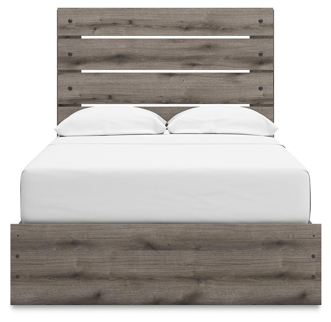 Graystorm Full Panel Bed with Storage in Brown Gray, front view