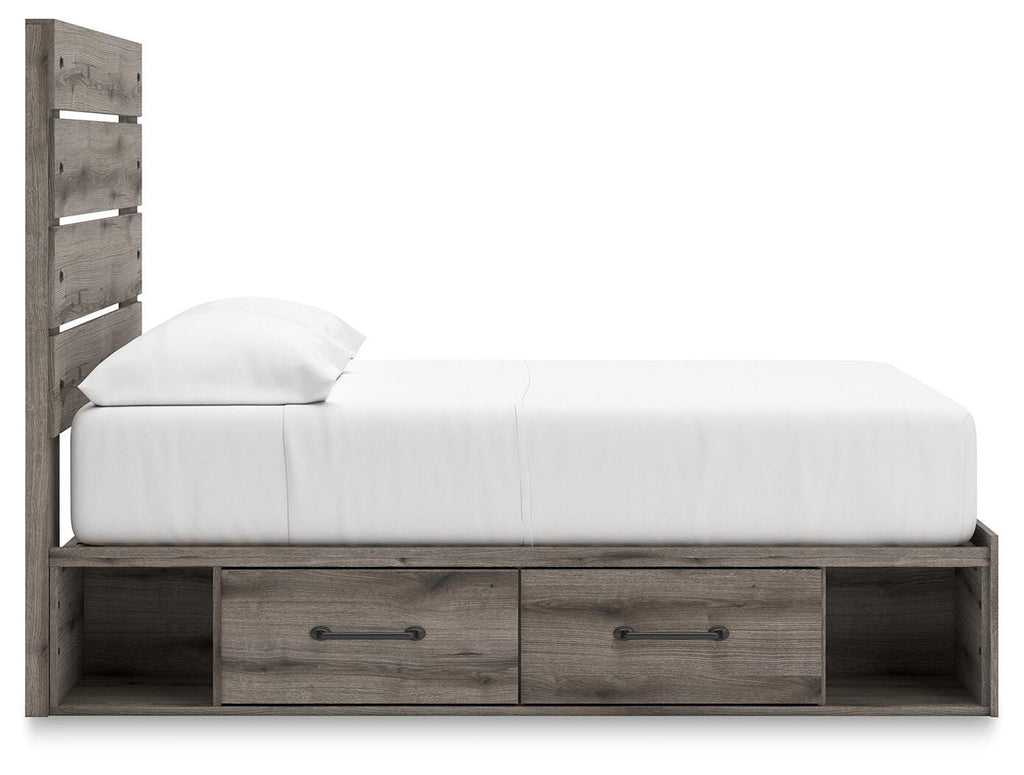 Graystorm Full Panel Bed with Storage in Brown Gray, side view