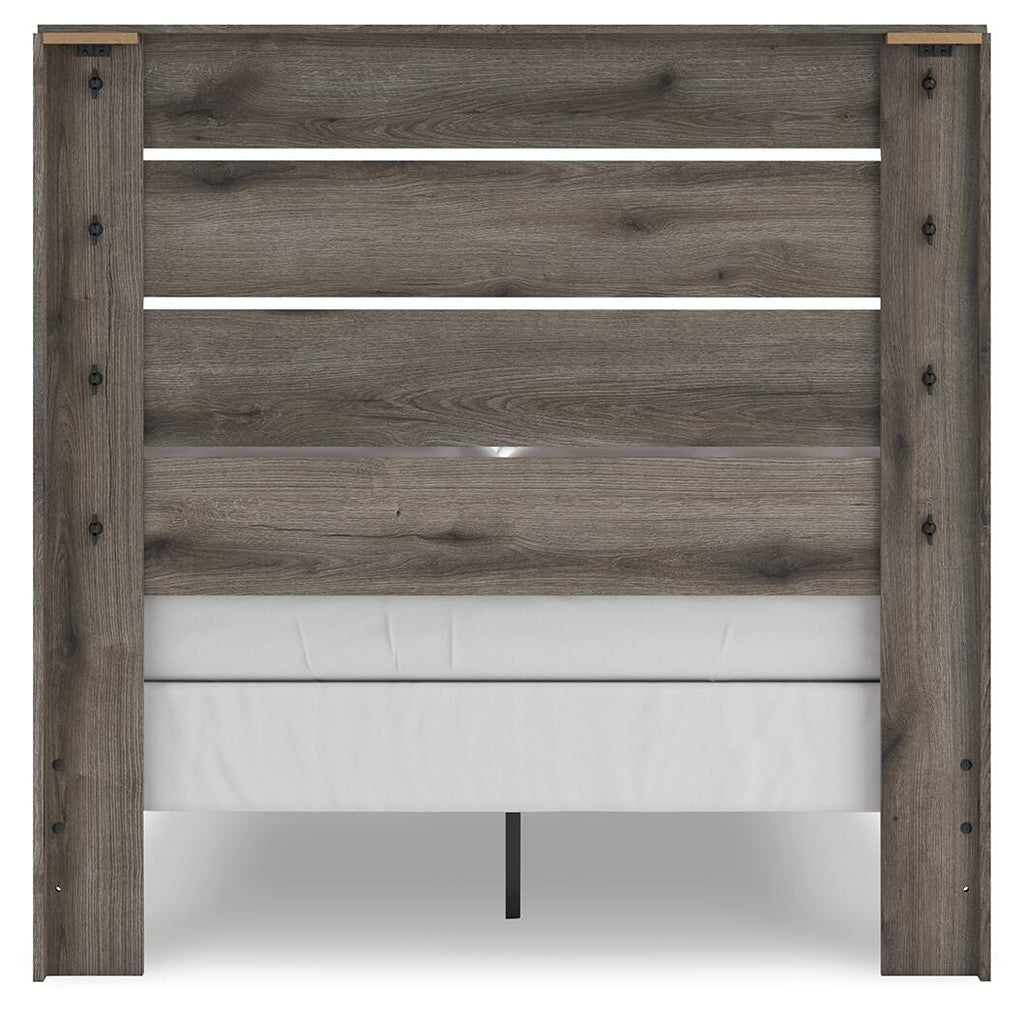 Graystorm Full Panel Bed in Brown Gray, back view