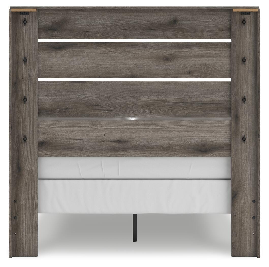 Graystorm Full Panel Bed in Brown Gray, back view