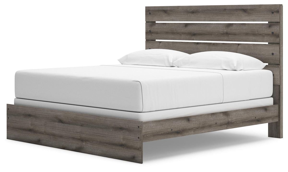 Graystorm King Panel Bed in Brown Gray, angle view