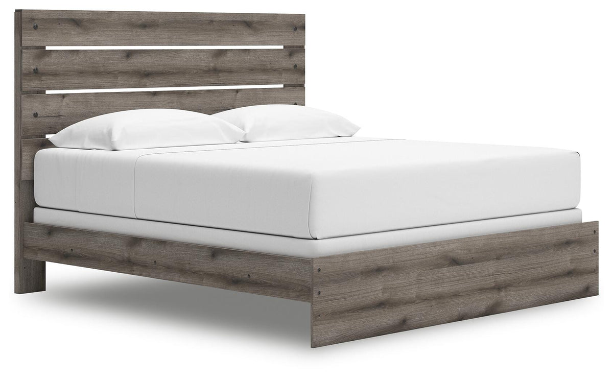 Graystorm King Panel Bed in Brown Gray, angle view