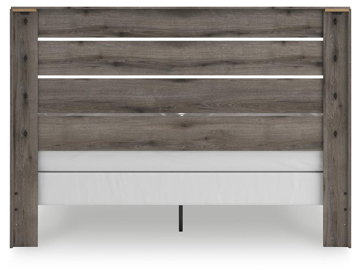 Graystorm King Panel Bed in Brown Gray, back view