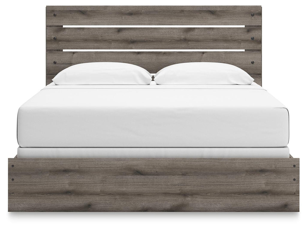 Graystorm King Panel Bed in Brown Gray, front view