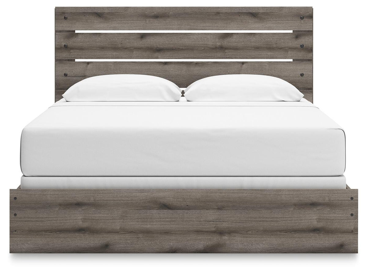 Graystorm King Panel Bed in Brown Gray, front view