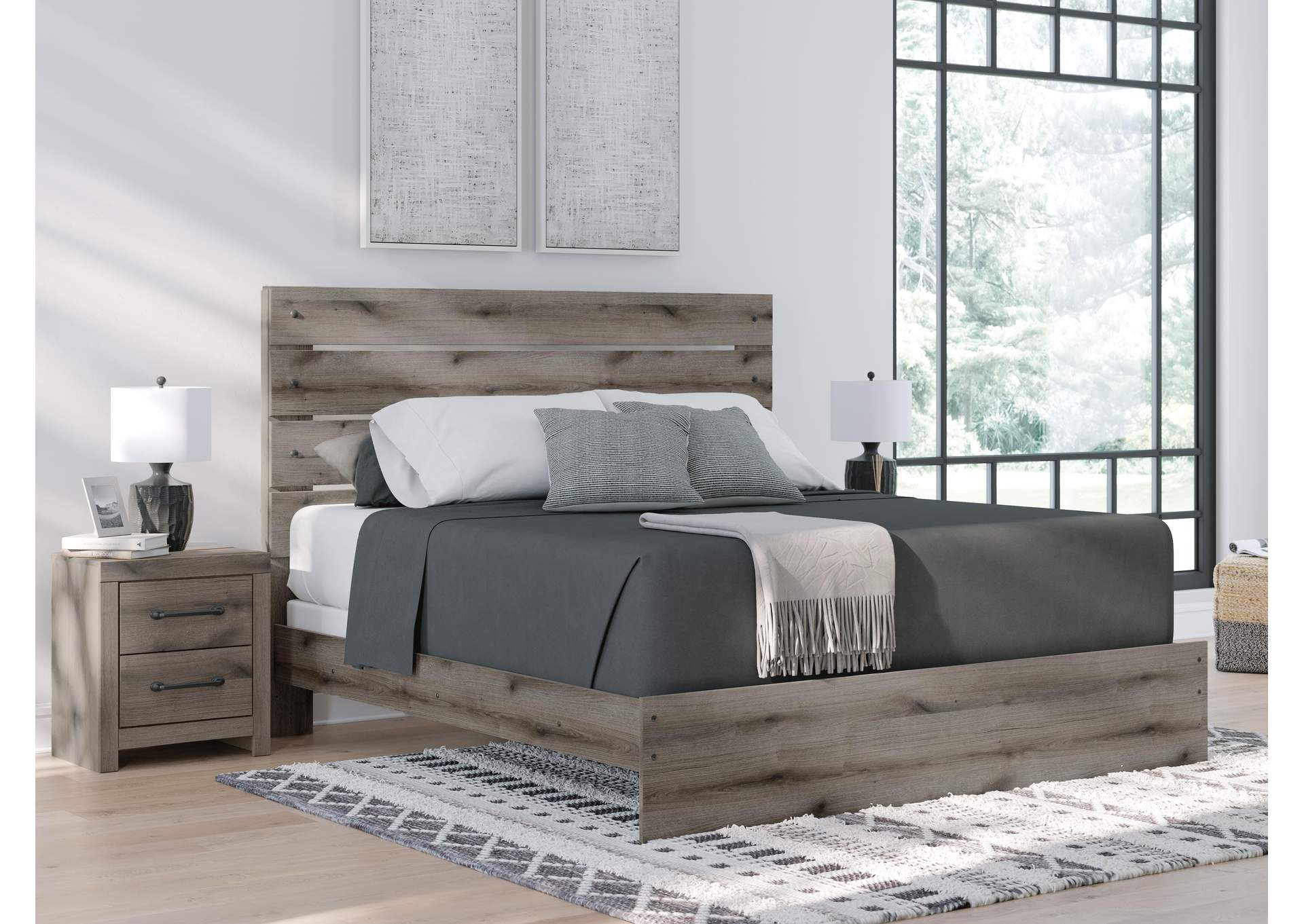 Urbanoore King Panel Bed, Dresser, Mirror, Chest and Nightstand