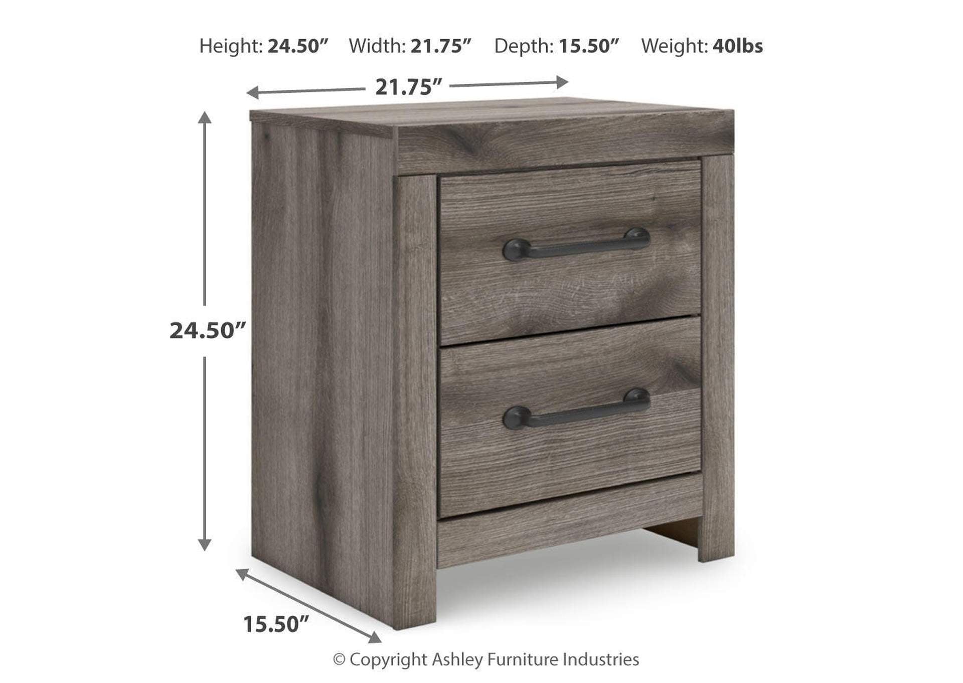 Urbanoore Full Panel Bed, Dresser and Nightstand dimensions