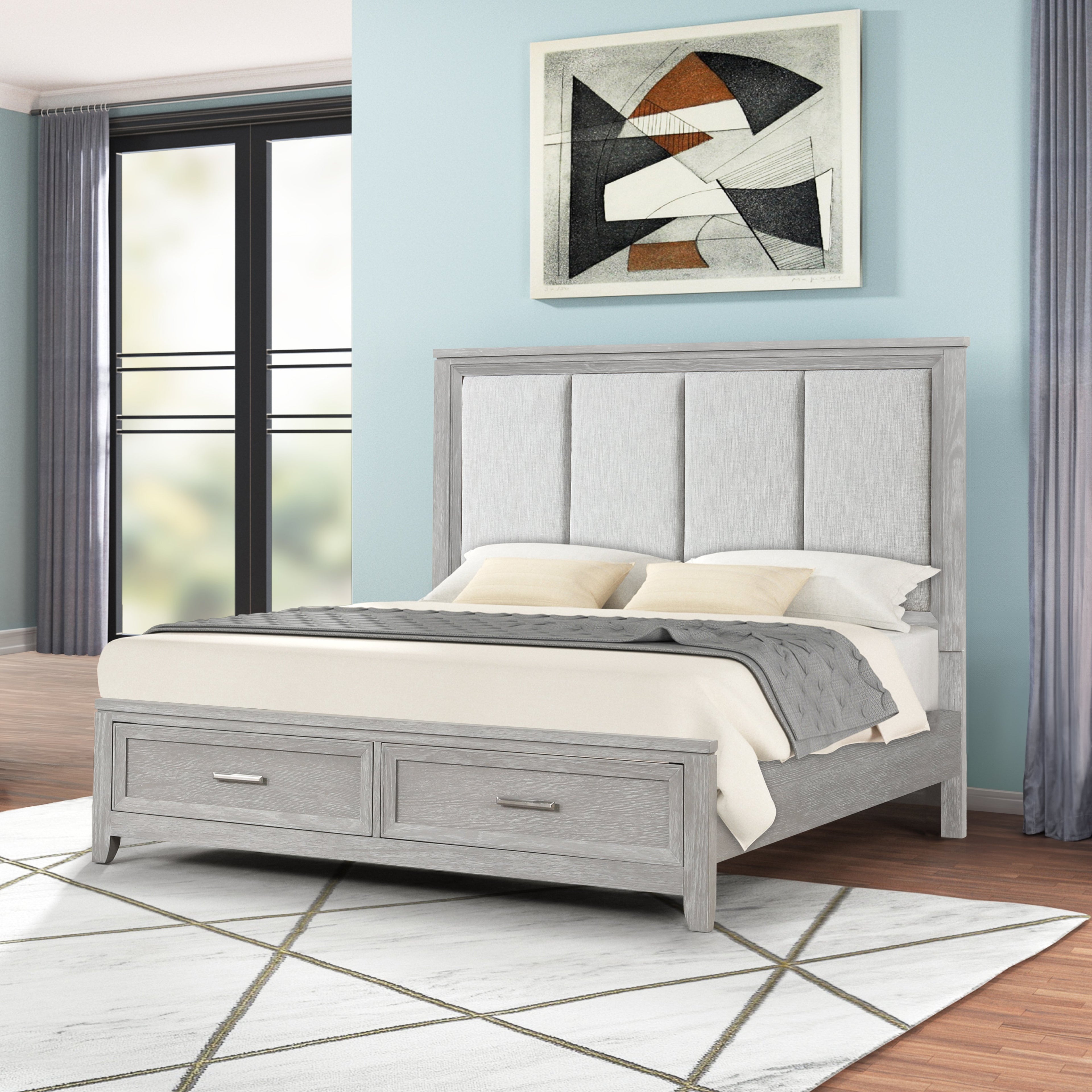 Fiona King Bed - Mist Gray