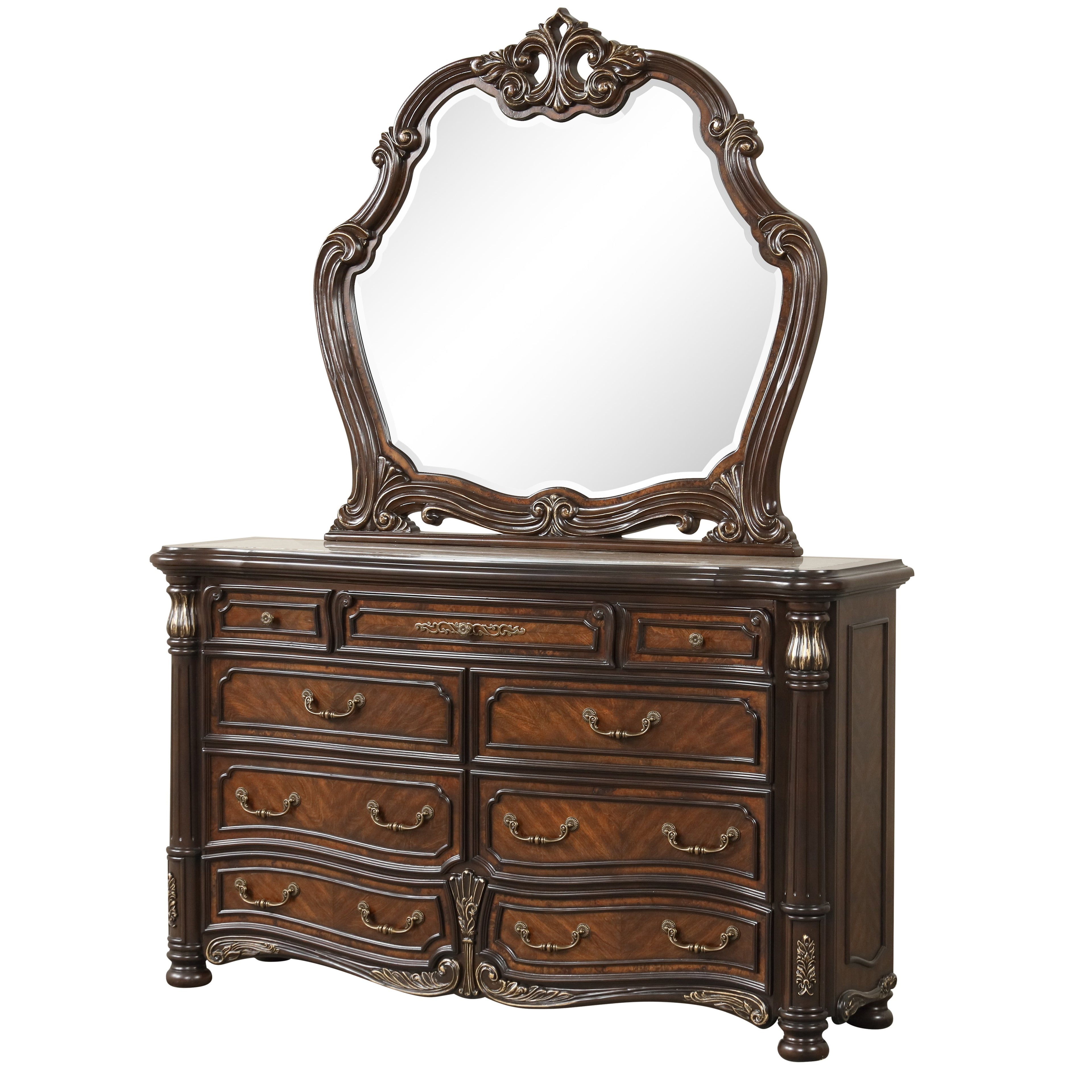 Bella Notte Dresser Mirror- Mahogany Brown