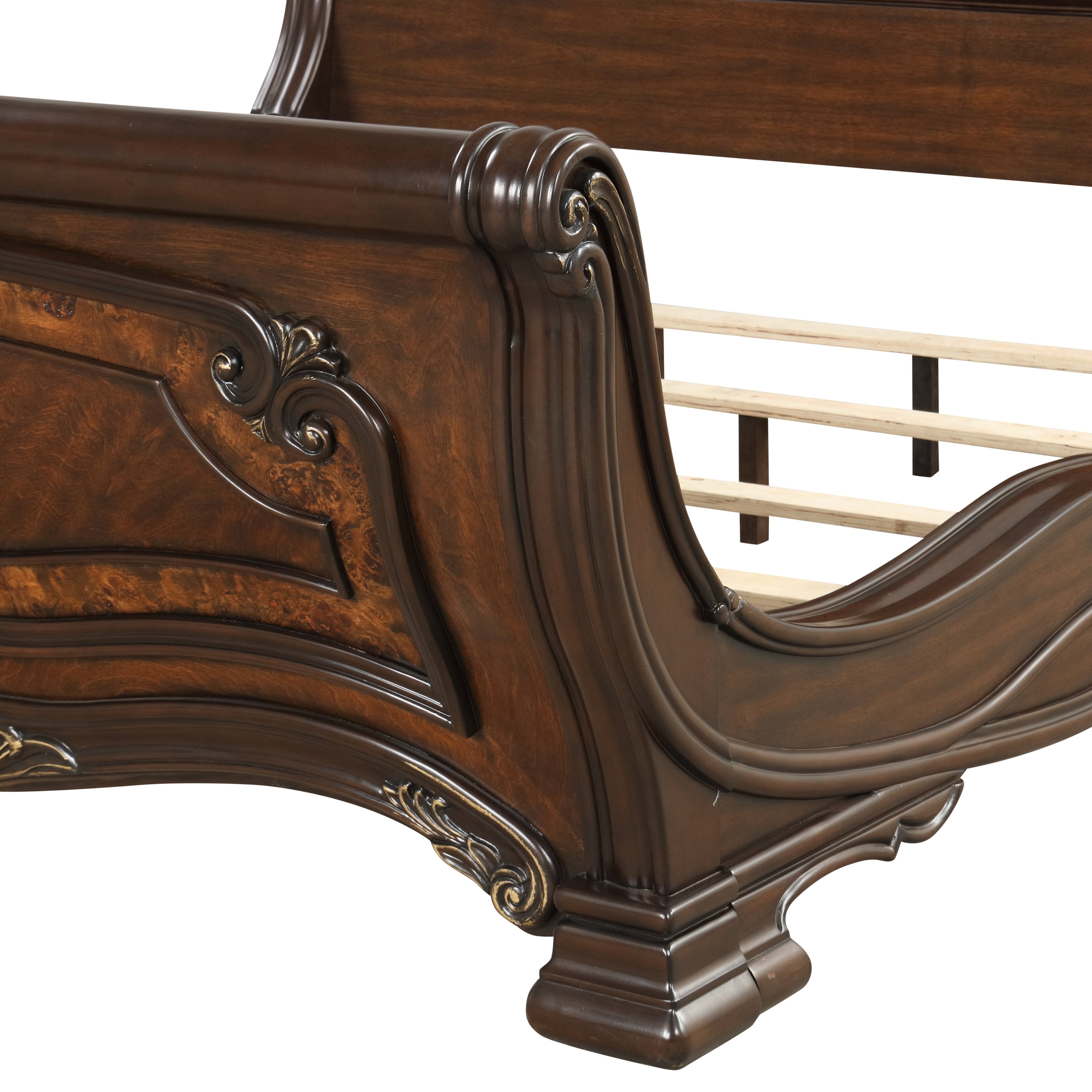Bella Notte 5''0" Padded Sleigh Queen Bed - Mahogany Brown