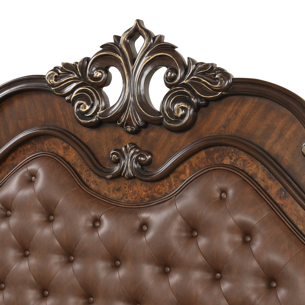 Bella Notte 5''0" Padded Sleigh Queen Bed - Mahogany Brown