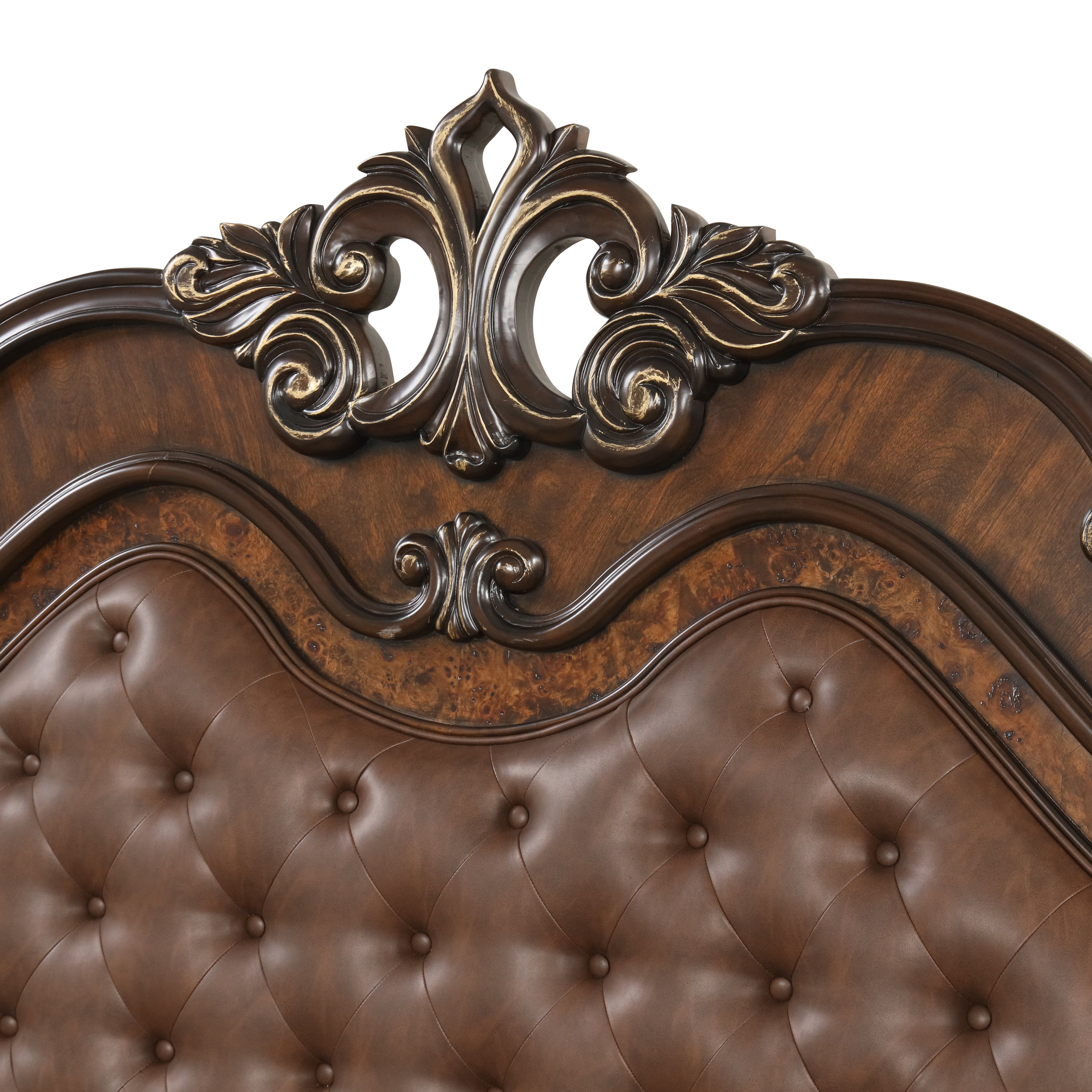 Bella Notte 5''0" Padded Sleigh Queen Bed - Mahogany Brown