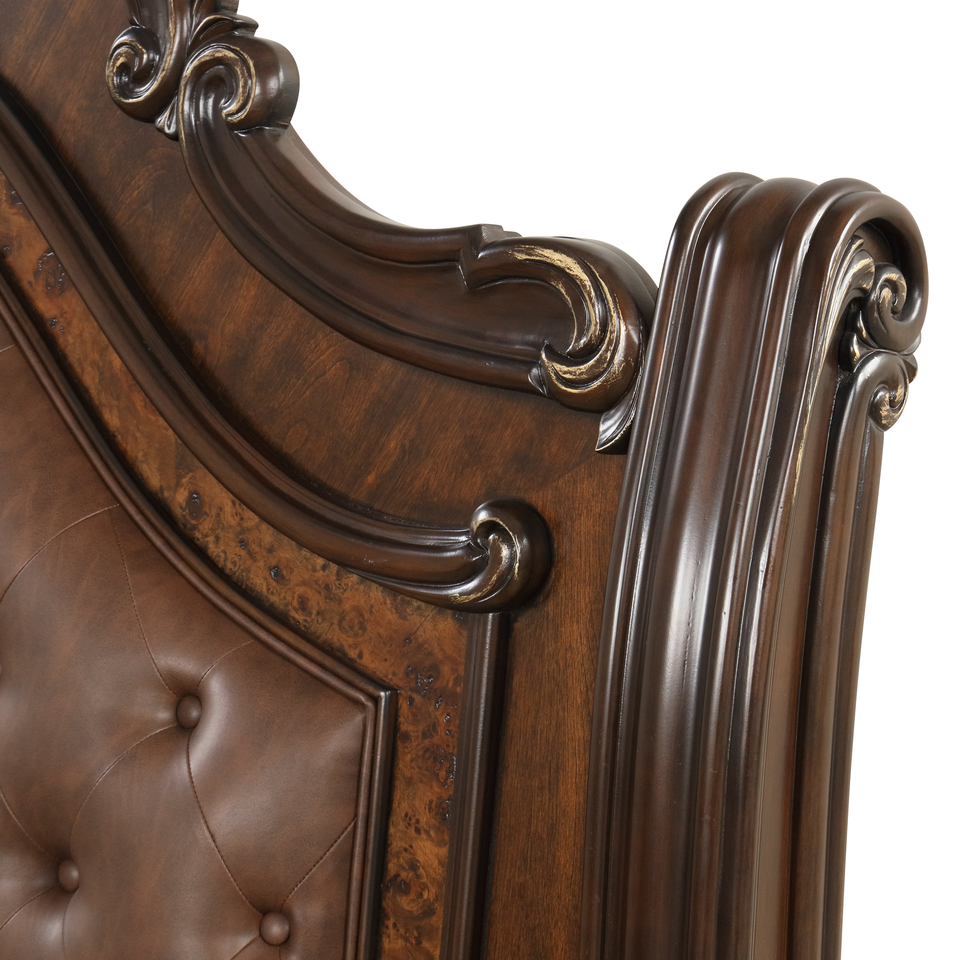 Bella Notte 5''0" Padded Sleigh Queen Bed - Mahogany Brown