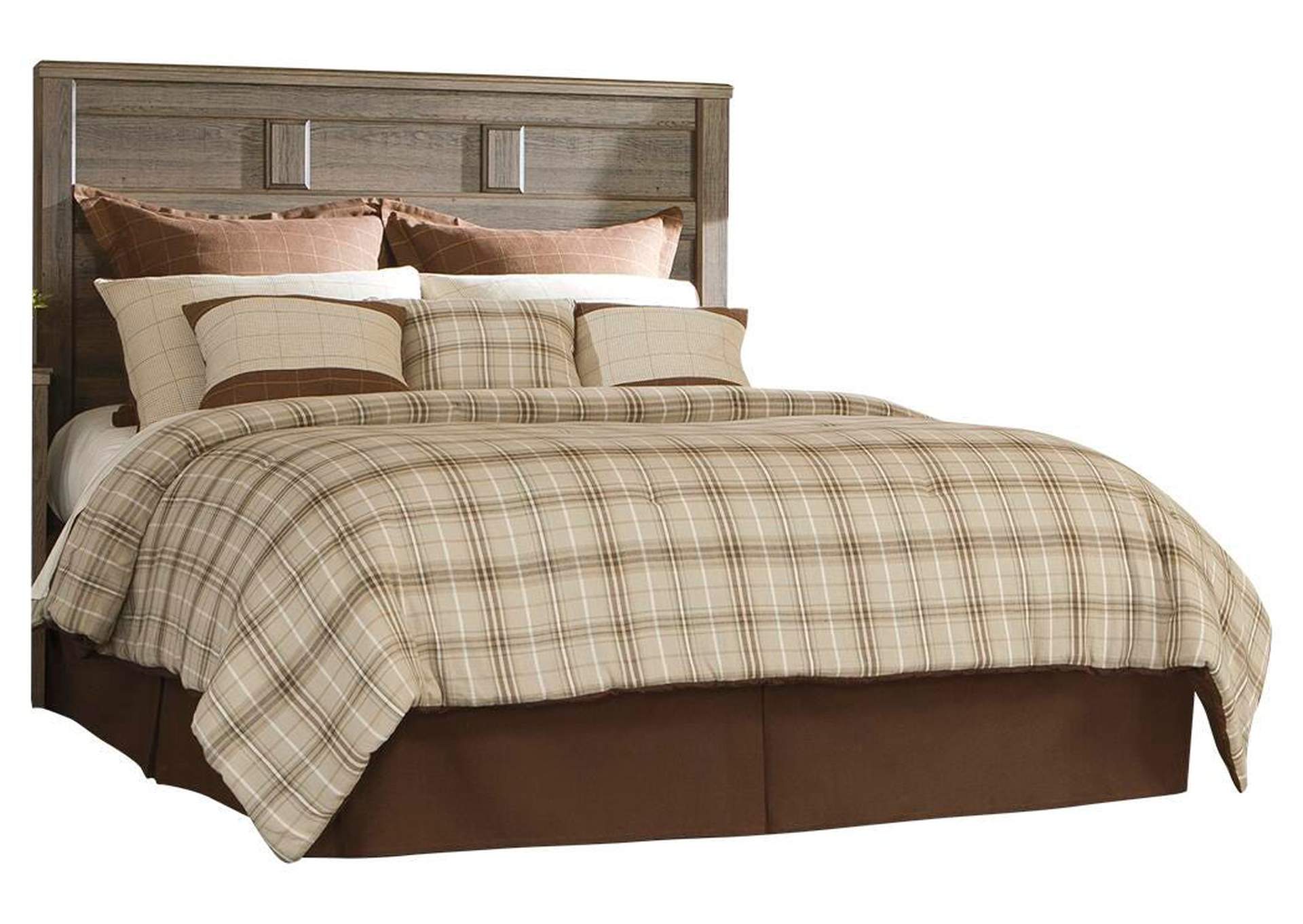 Juararo Queen Panel Headboard Bed with Mirrored Dresser and 2 Nightstands