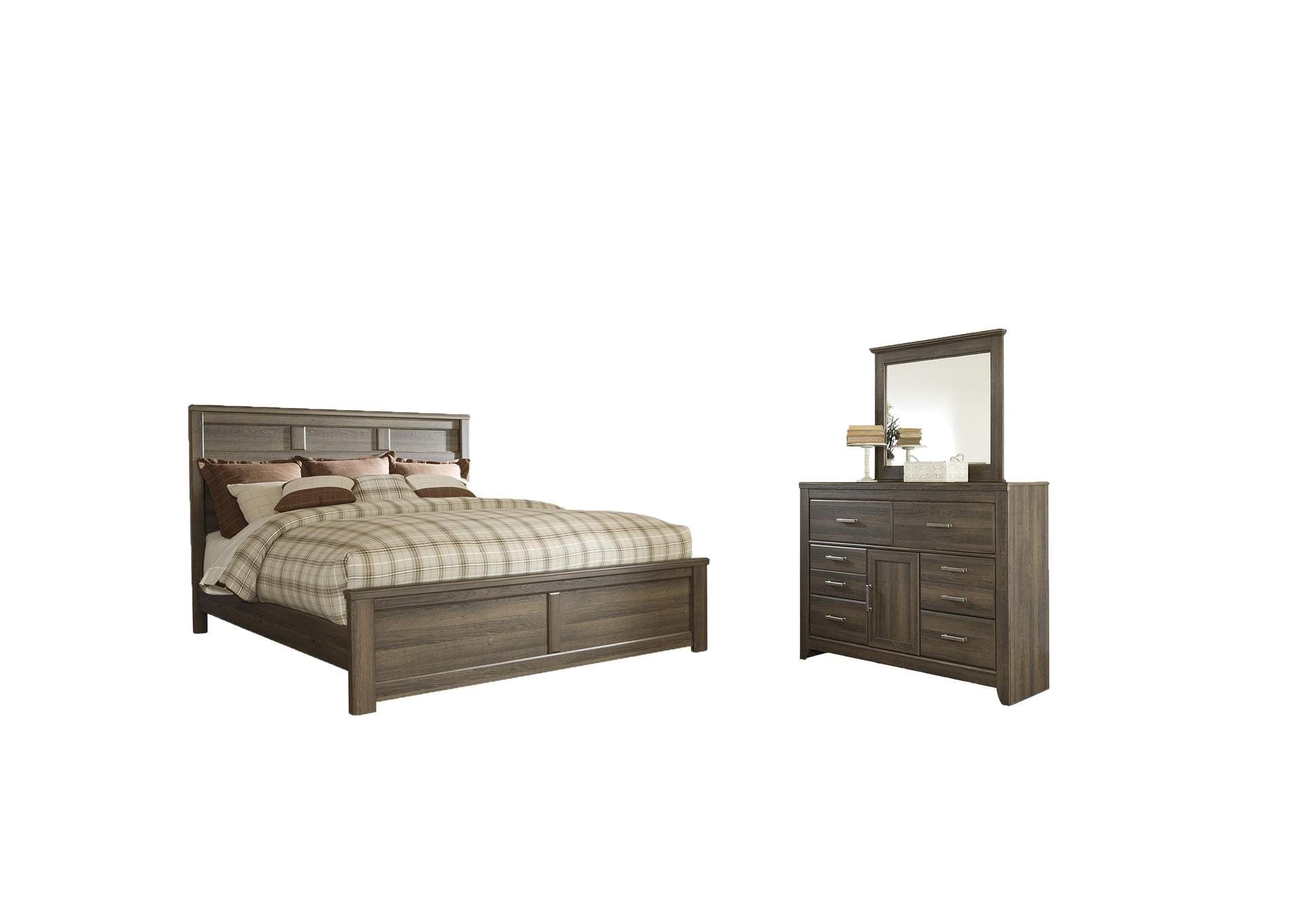 Juararo King Panel Bed with Mirrored Dresser