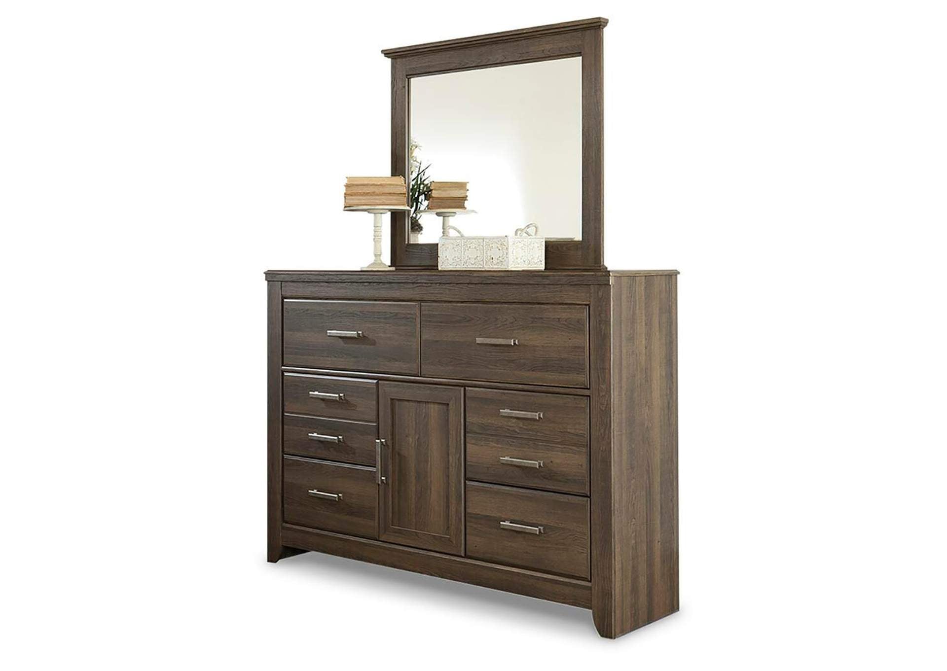 Juararo King/California King Panel Headboard Bed with Mirrored Dresser