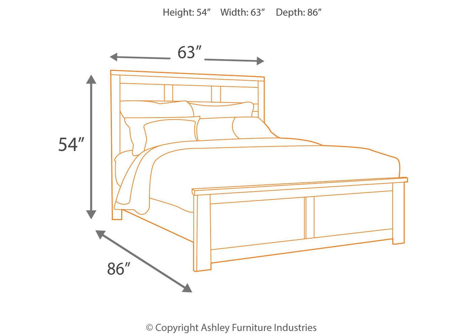 Juararo Queen Panel Bed with Mirrored Dresser dimensions