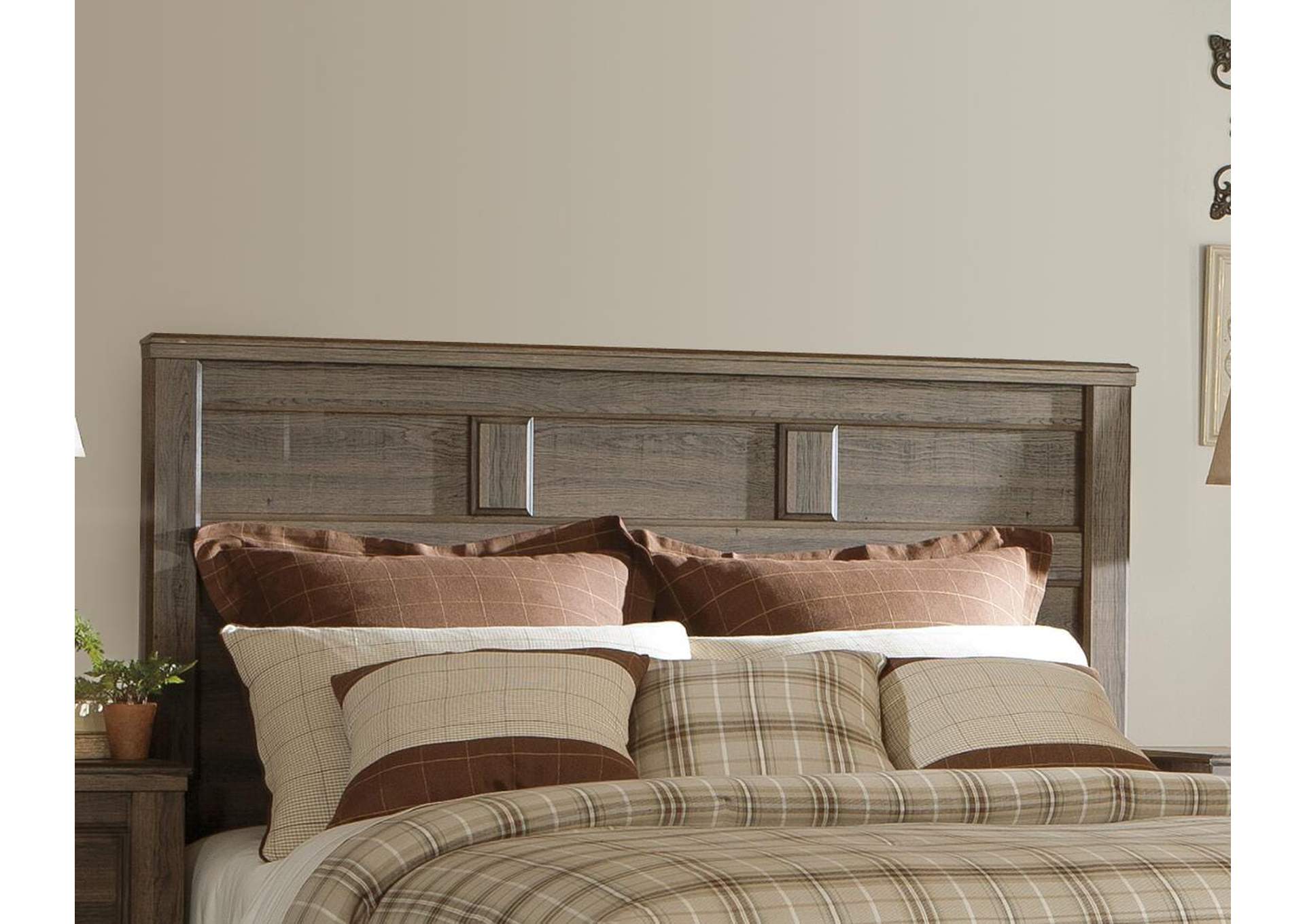 Juararo Queen Panel Headboard Bed with Dresser room view