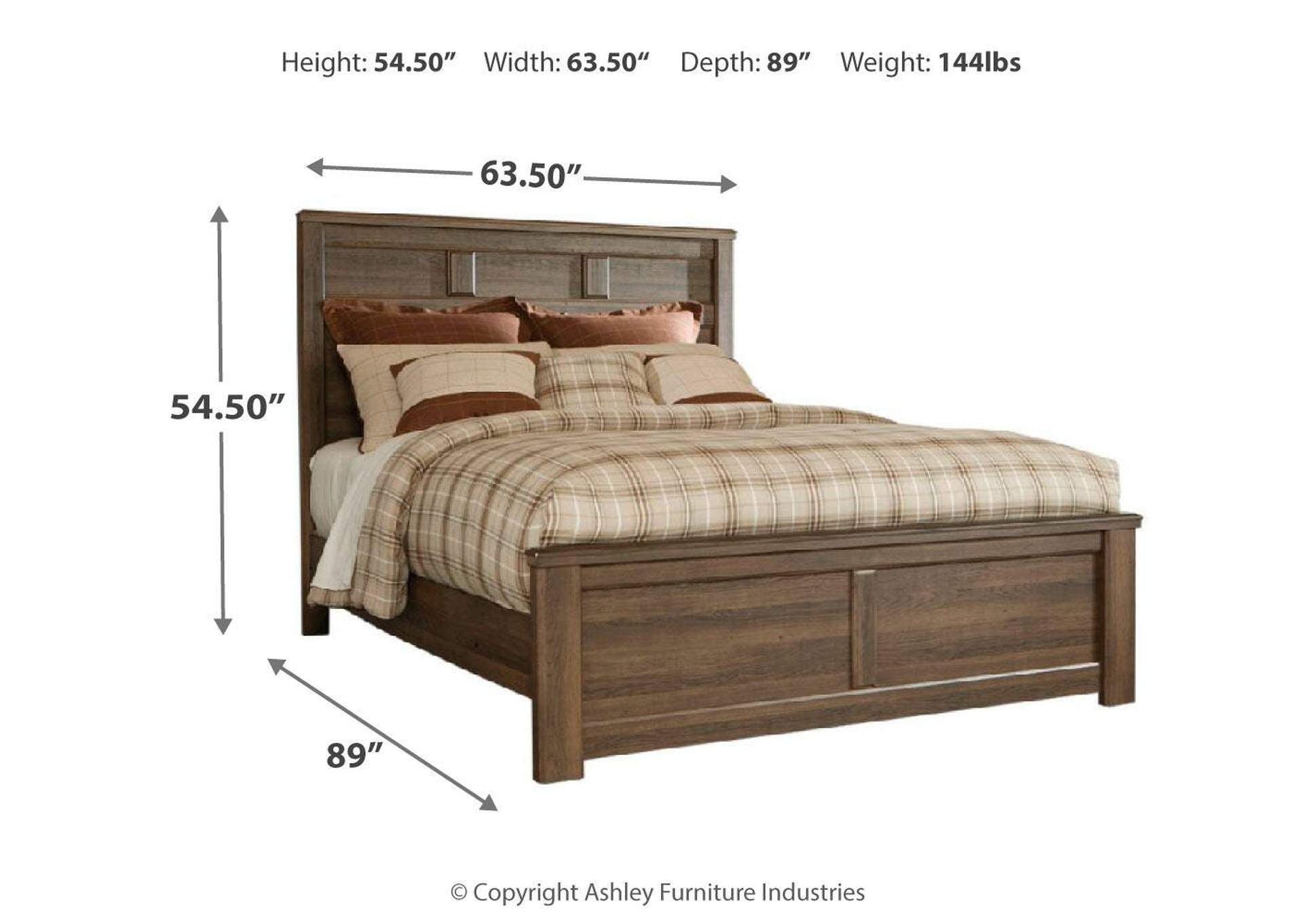 Juararo Queen Panel Headboard Bed with Dresser dimensions
