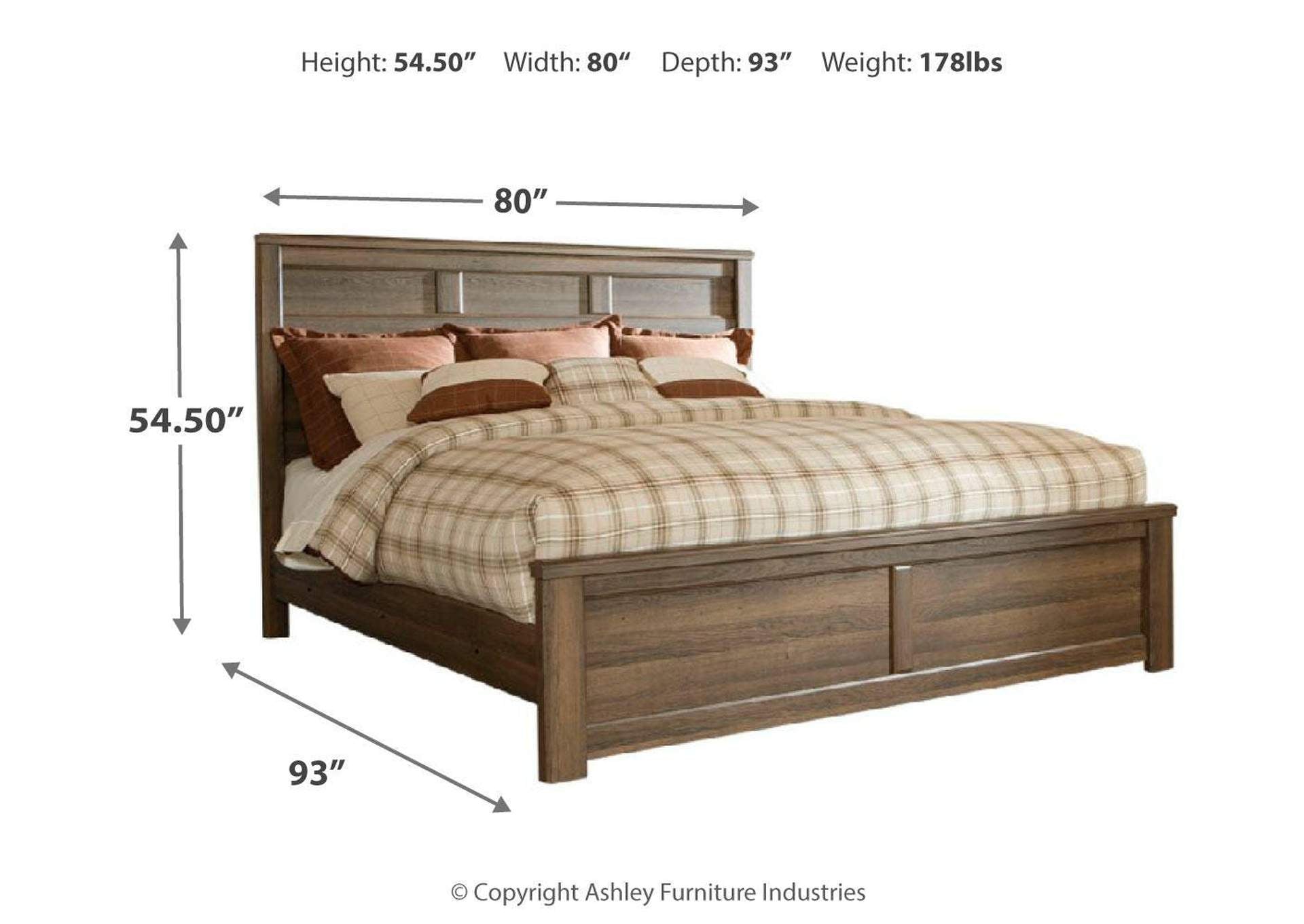 Juararo California King Poster Bed with Mirrored Dresser dimensions