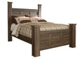 Juararo Queen Poster Bed with Mirrored Dresser and Chest