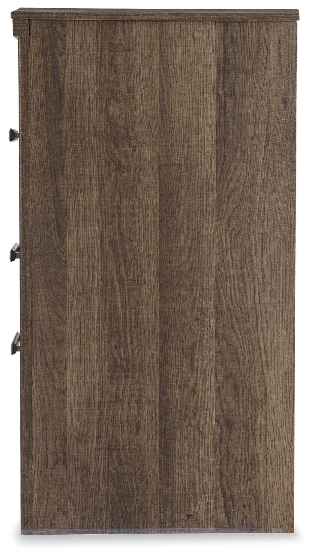 Juararo Nightstand in Dark Brown, side view