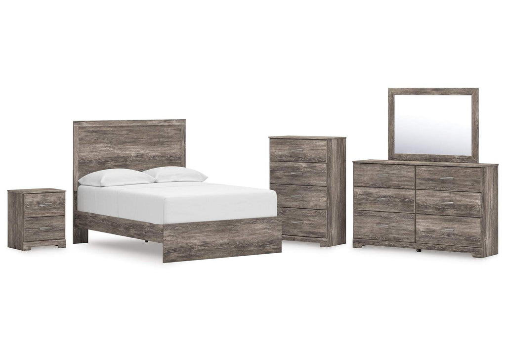 Ralinksi Full Panel Bed with Mirrored Dresser, Chest and Nightstand