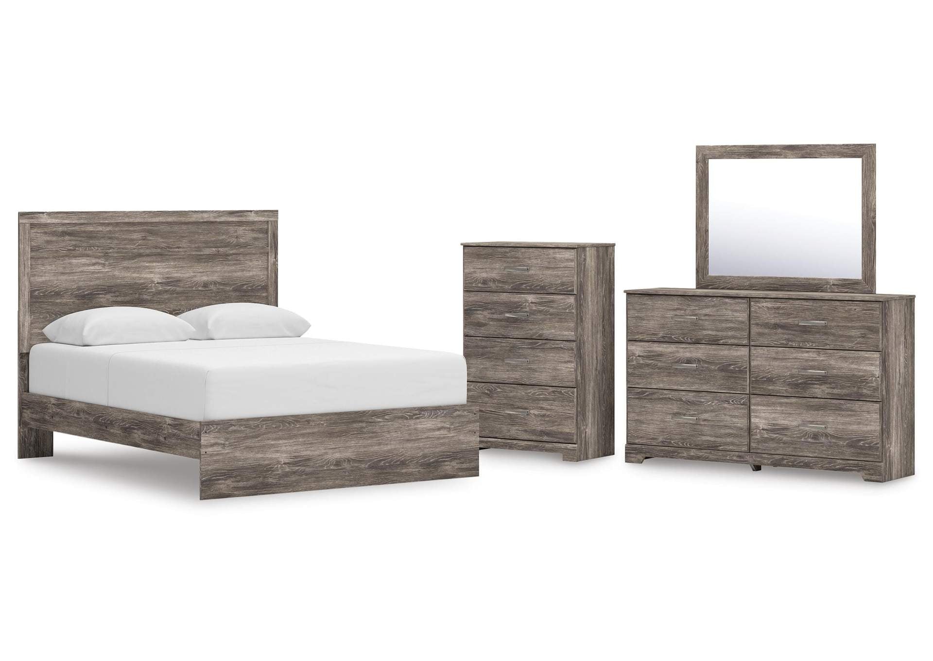 Ralinksi Queen Panel Bed with Mirrored Dresser and Chest