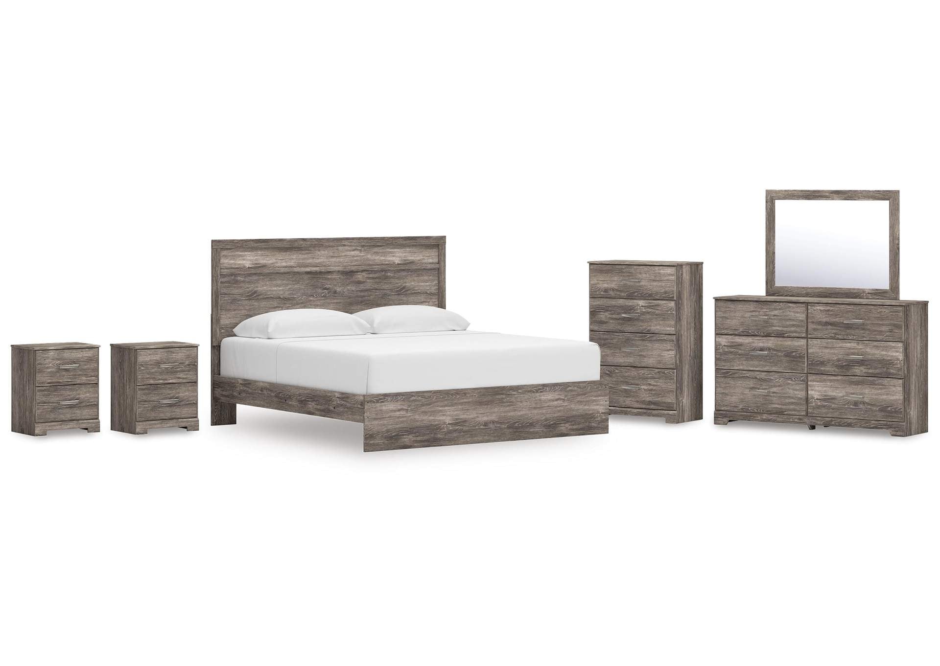 Ralinksi King Panel Bed, Dresser, Mirror, Chest and 2 Nightstands