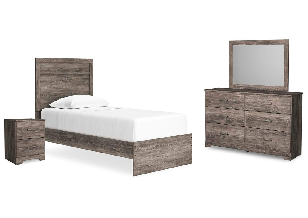 Ralinksi Twin Panel Bed with Mirrored Dresser and Nightstand