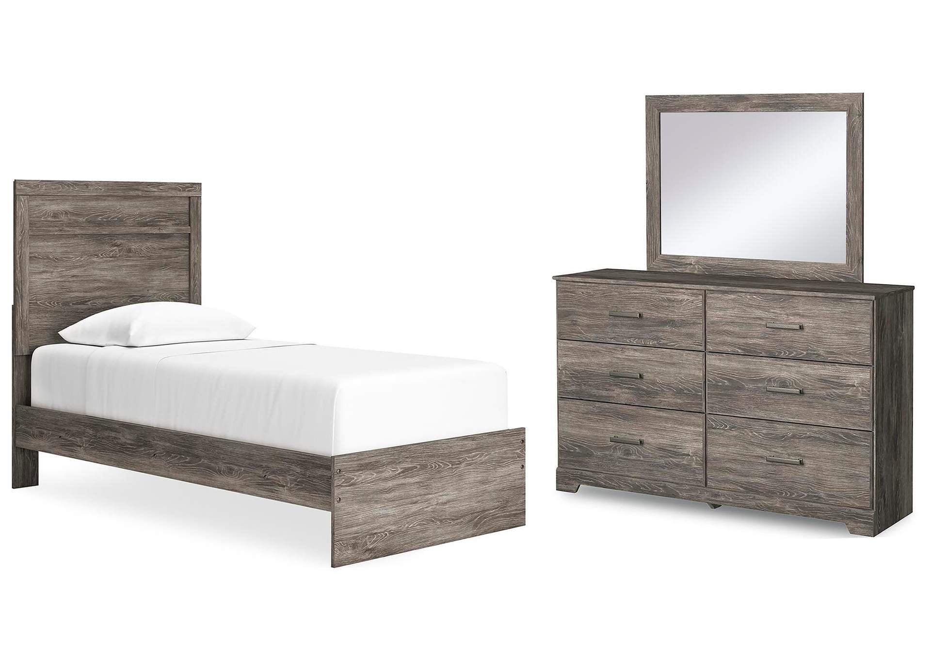 Ralinksi Twin Panel Bed with Mirrored Dresser