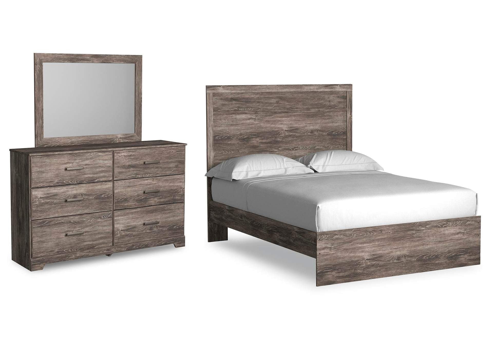 Ralinksi Full Panel Bed with Mirrored Dresser