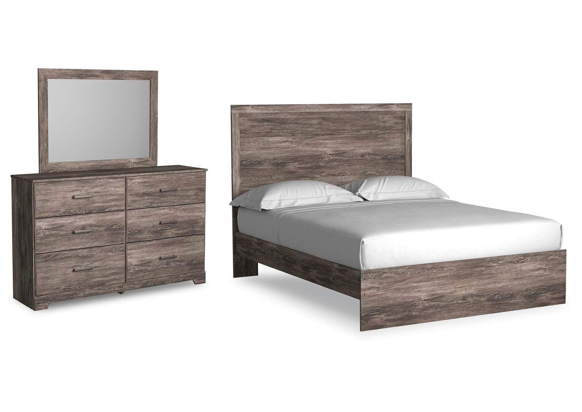Ralinksi Queen Panel Bed with Mirrored Dresser