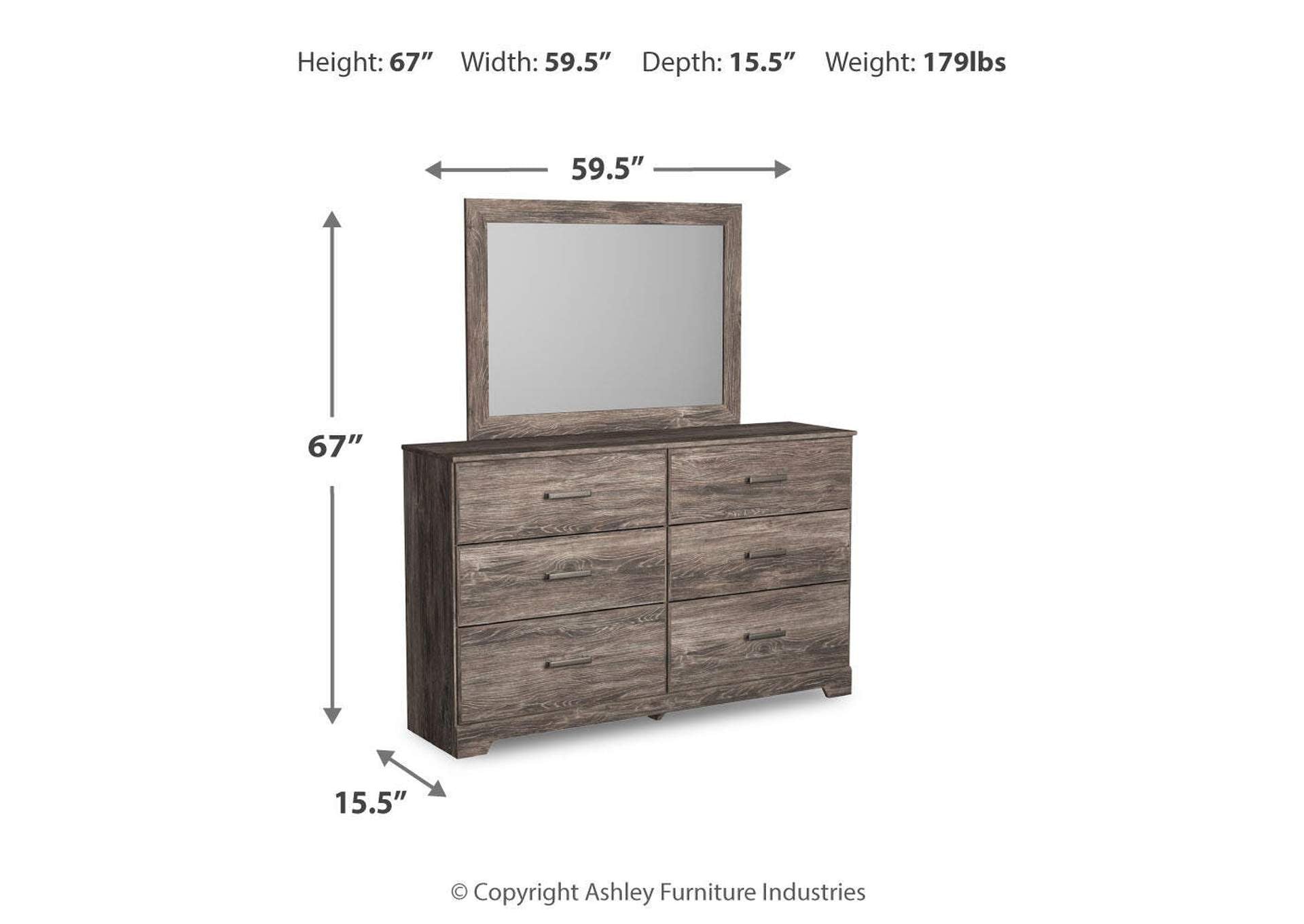 Ralinksi Twin Panel Bed with Mirrored Dresser and Nightstand dimensions