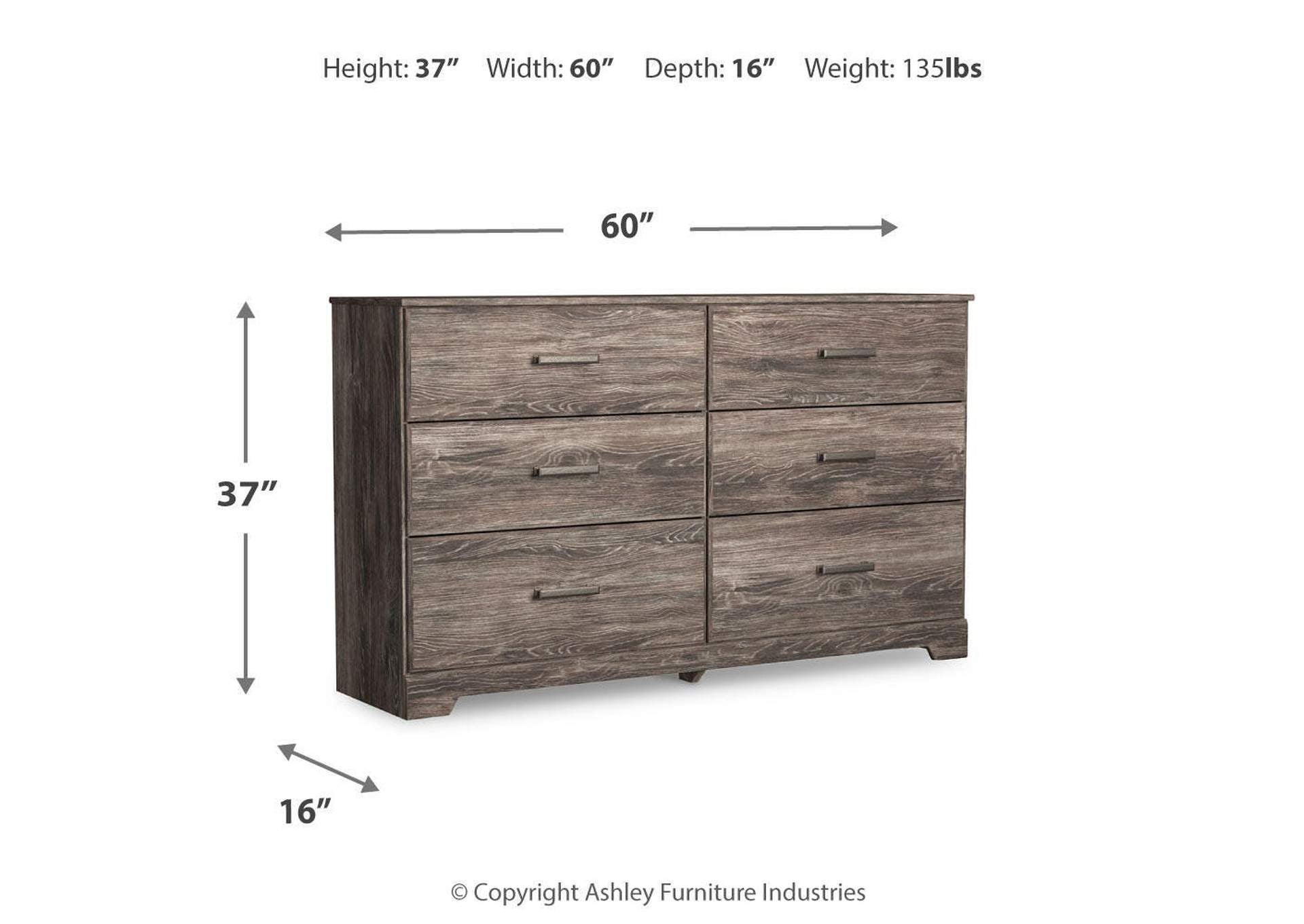 Ralinksi Full Panel Bed, Dresser and 2 Nightstands dimensions