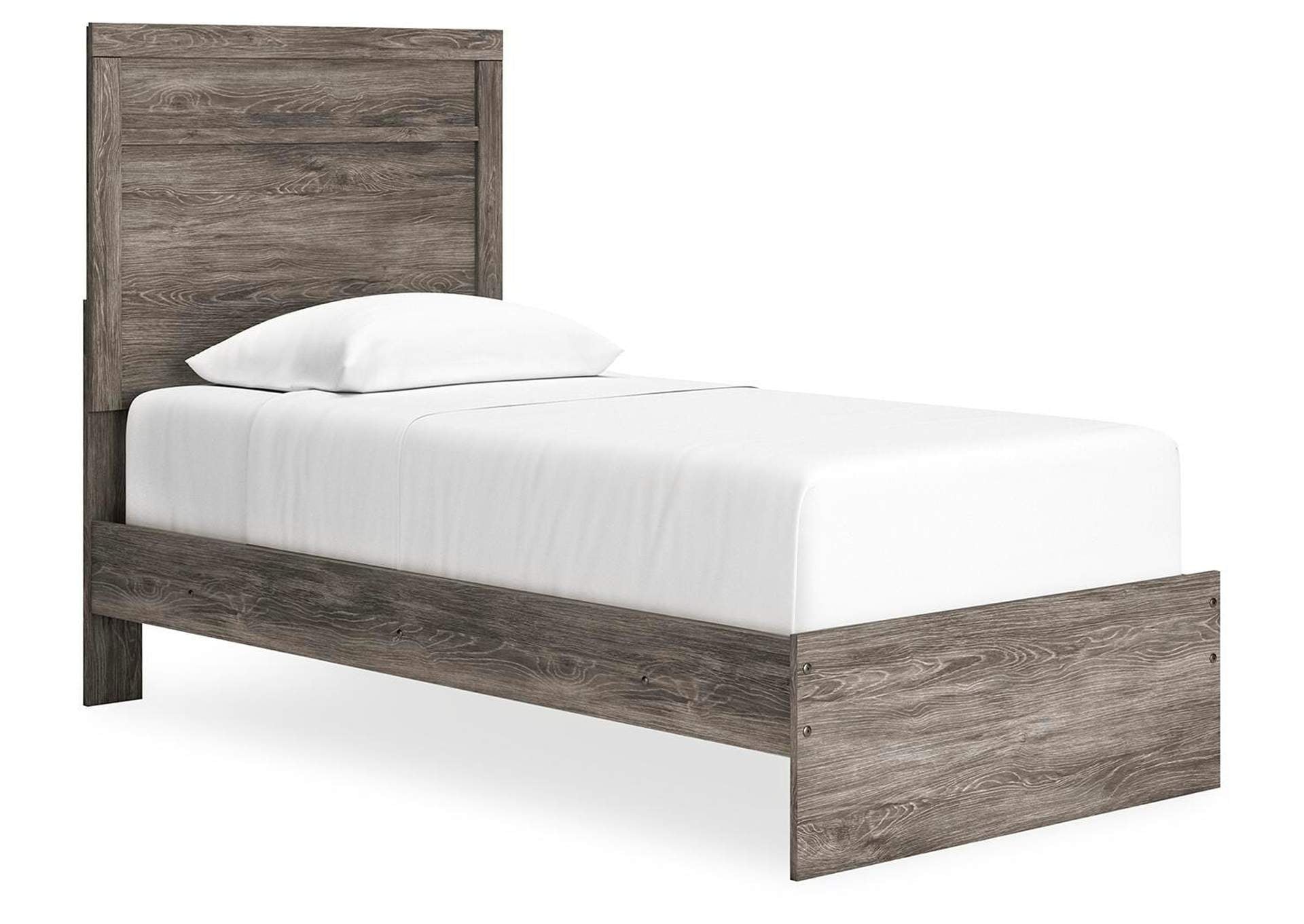 Ralinksi Twin Panel Bed with Mirrored Dresser and Chest angled view