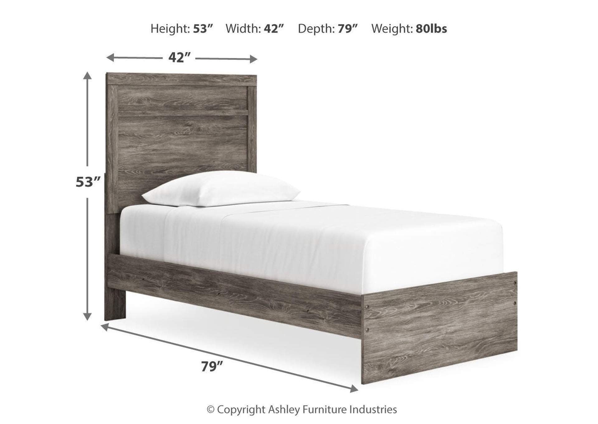Ralinksi Twin Panel Bed, Dresser and 2 Nightstands dimensions