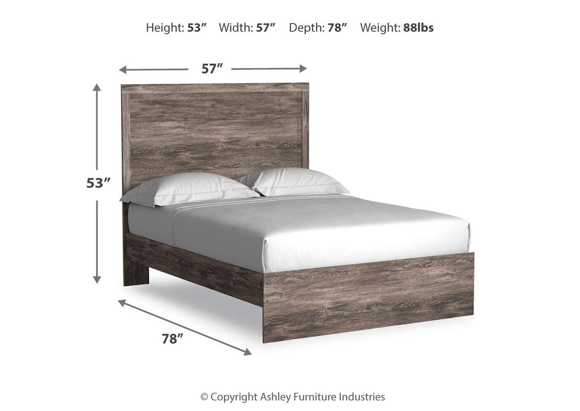 Ralinksi Full Panel Bed, Dresser, Mirror and 2 Nightstands dimensions
