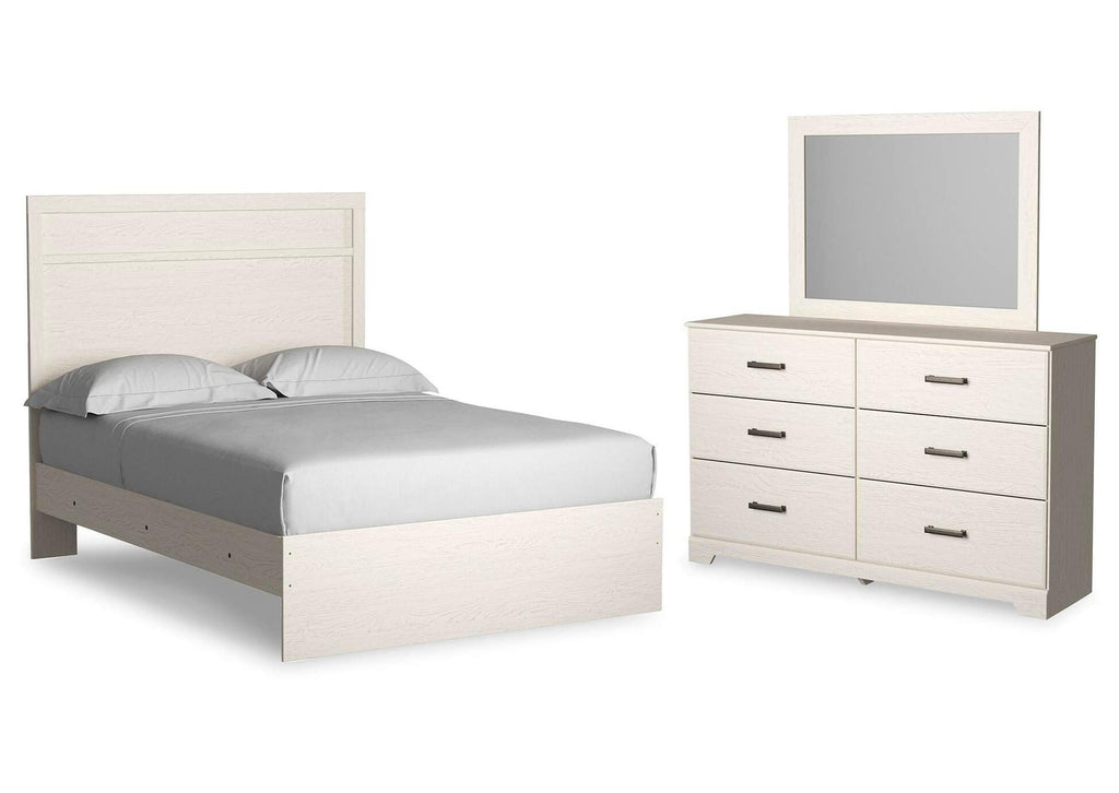 Stelsie Full Panel Bed with Mirrored Dresser